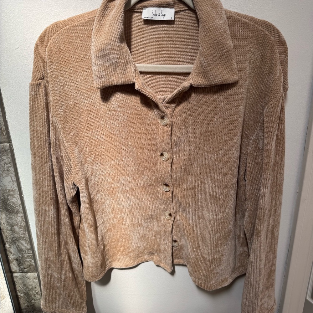 Sadie & Sage Beige Textured Knit Top